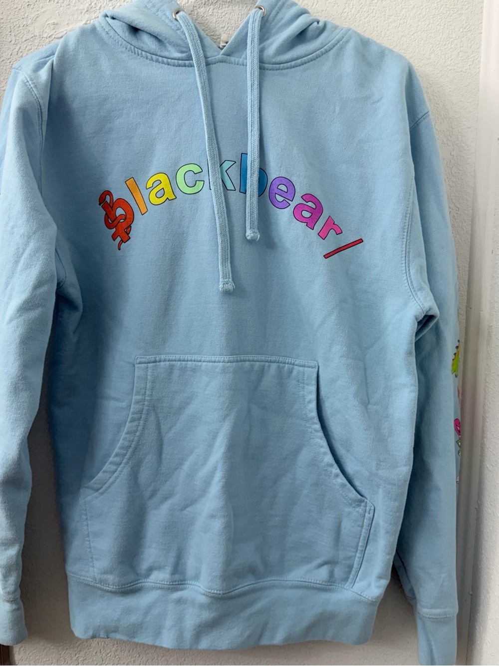 Blackbear Official Merch Light Blue Rainbow Hoodie - Small - Cartoon Sleeves